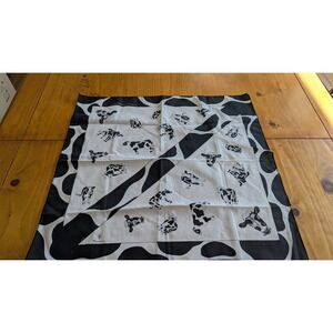 Vintage 1992 Savage Cow Print Bandana Black White Made in USA 21x21 Graphic